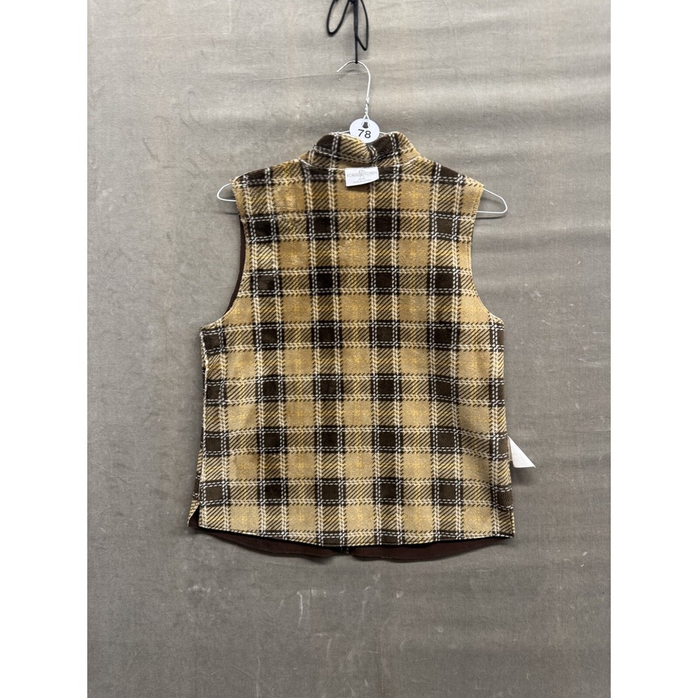 Robert Kitchen Reversible Plaid Fleece Vest Sz M w/ Full Zipper Made in Canada